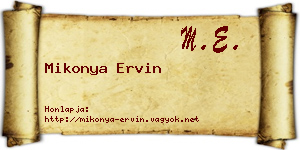 Mikonya Ervin névjegykártya